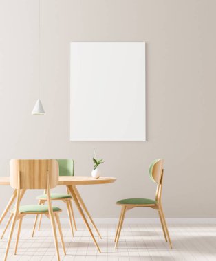 Iskandinav tarzı yemek odasında poster çerçevesi Mock kadar. Minimali
