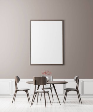 Iskandinav tarzı yemek odasında poster çerçevesi Mock kadar. Minimali