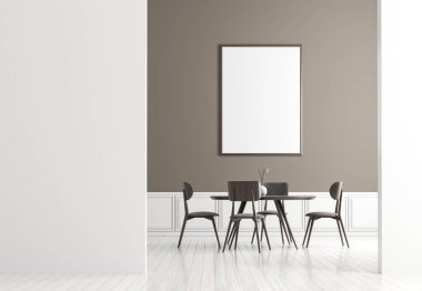 Iskandinav tarzı yemek odasında poster çerçevesi Mock kadar. Minimali