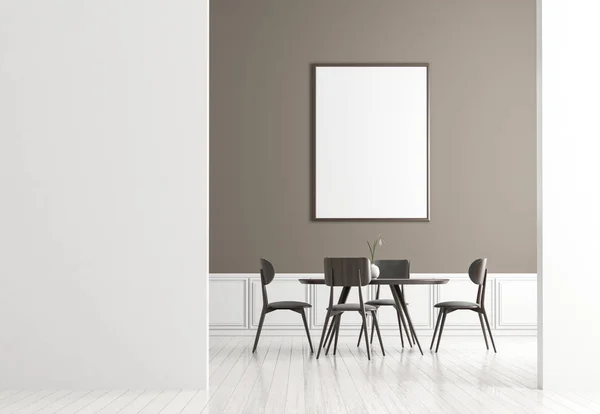 Mock up poster frame in Scandinavian style dining room. Minimali