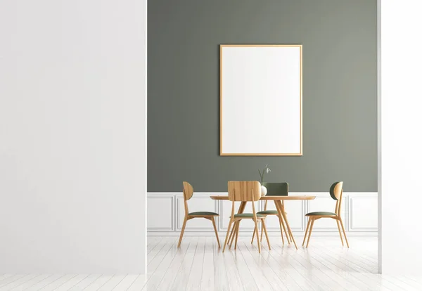 Mock up poster frame in Scandinavian style dining room. Minimali