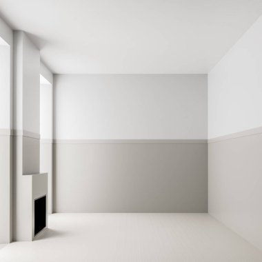 Şömineli boş oda iç arka planı. Modern, boş, br