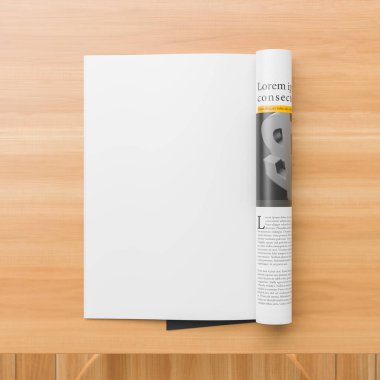 Gerçekçi, sol sayfa yalıtılmış dergi veya katalog mock up