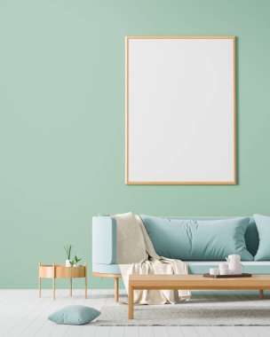 Kanepe ile İskandinav tarzı iç afiş çerçeve kadar Mock. M