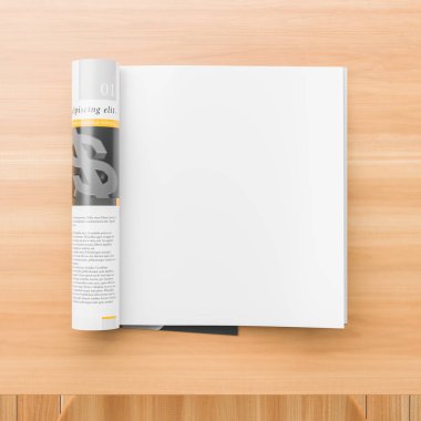 Gerçekçi, sağ sayfa izole, kare dergi veya katalog alay 