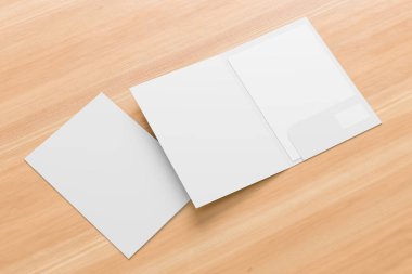 Boş beyaz takviyeli A4 boyutu tek cep klasörü isol kadar mock