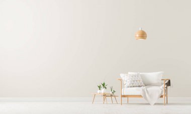 Koltuk ile İskandinav tarzı iç boş duvar alay.
