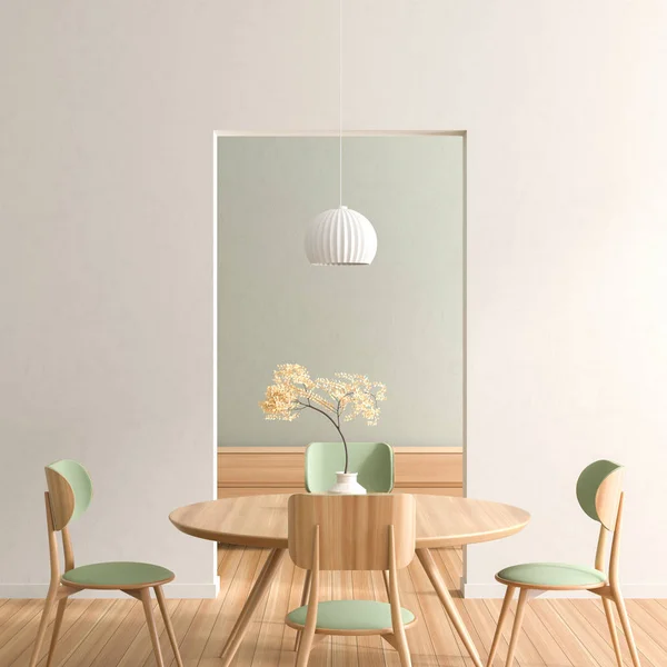Amplio comedor moderno con sillas de madera y mesa. Minim — Foto de Stock