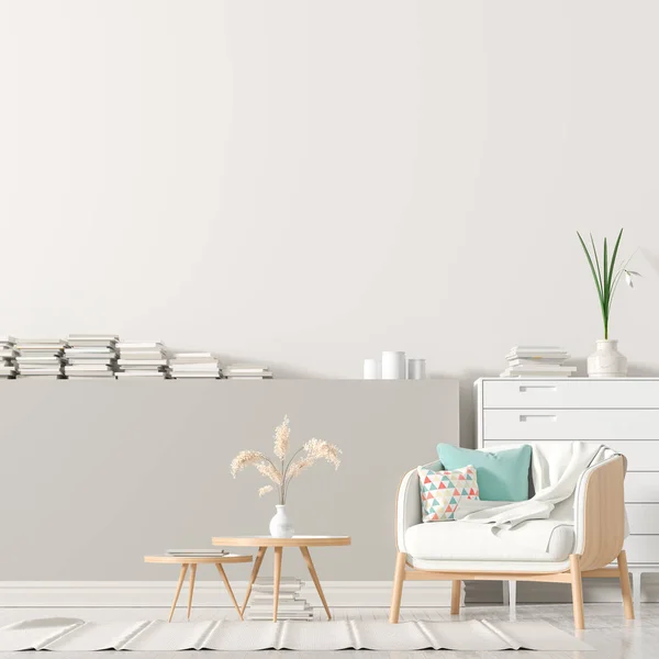 Empty wall mock up in Scandinavian style interior — Stock Photo, Image