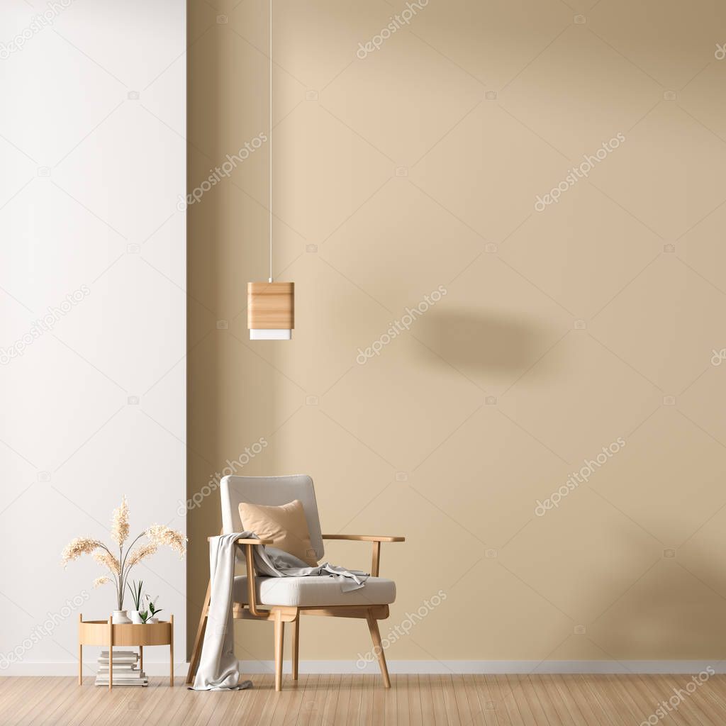 Empty wall mock up in Scandinavian style interior