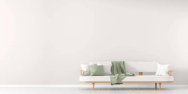 White, empty wall mock up in Scandinavian style interior