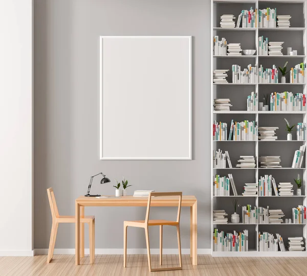 Modern, Scandinavian style interior with book shelf