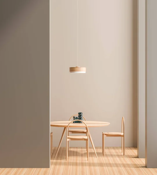 Ruang makan modern yang luas dengan kursi kayu dan meja . — Stok Foto