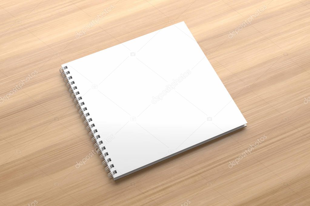 Realistic spiral binder square notebook mock up