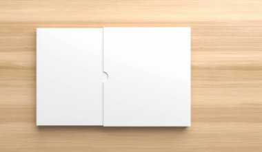 Kare evrak çantası, ahşap arka planda izole edilmiş gibi duruyor.. 