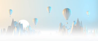 Sıcak hava balonu ile seyahat konsepti arka plan tasarımı