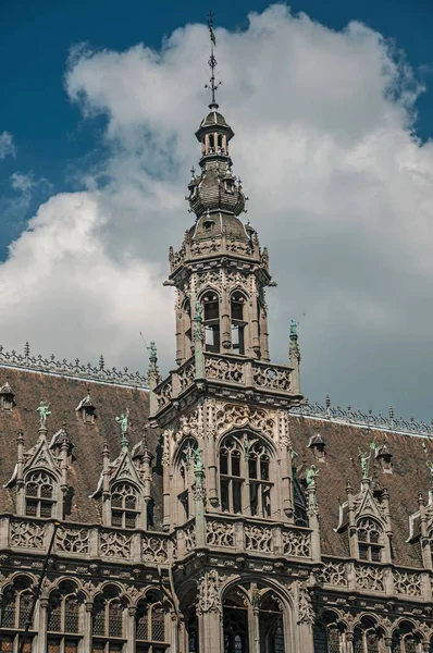 Facciata riccamente decorata in stile gotico del Museo della città di Bruxelles — Foto Stock