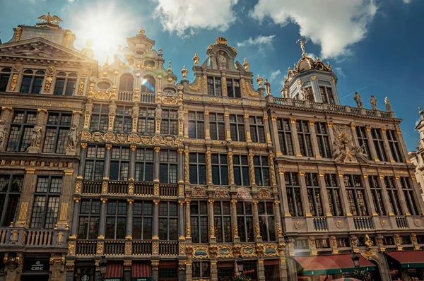 Facade of old typical buildings in the Grand Place of Brussels — Stock Photo, Image