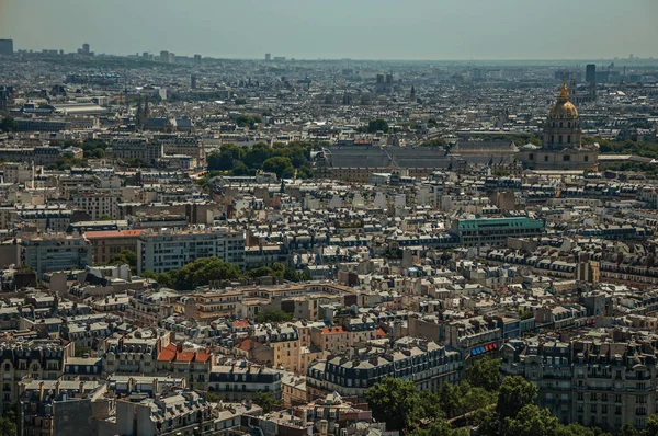 Buildings and Les Invalides dome seen from the Eiffel Tower in Paris — Stock Photo, Image