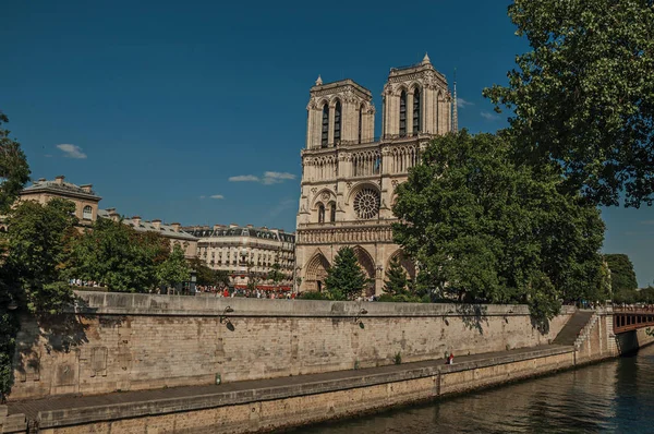 Szajna és a Notre-Dame katedrális Párizsban — Stock Fotó