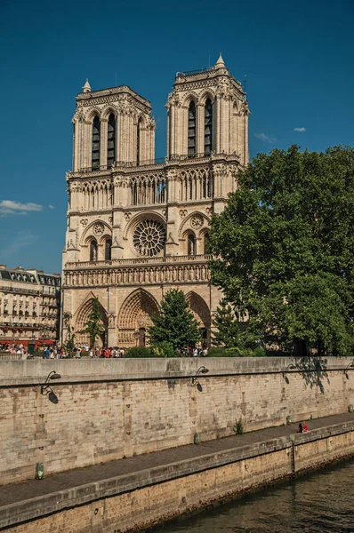 Río Sena y Catedral de Notre-Dame en París —  Fotos de Stock