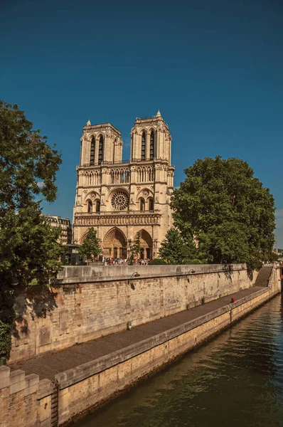 Senna e Cattedrale di Notre-Dame a Parigi — Foto Stock