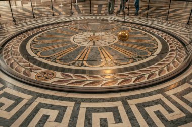 Foucault Sarkaç bakır topu Paris'te Pantheon içinde sallanan