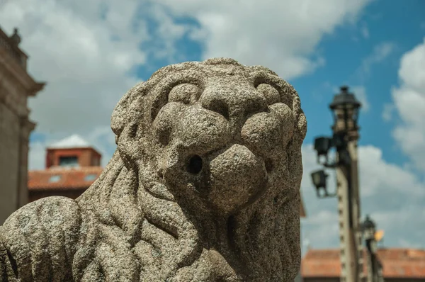 Sculpture of a lion muzzle carved on stone at Avila — Stock Photo, Image