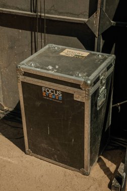 Merida Roma Tiyatrosu 'nda müzik aletleri için ahşap kutu.