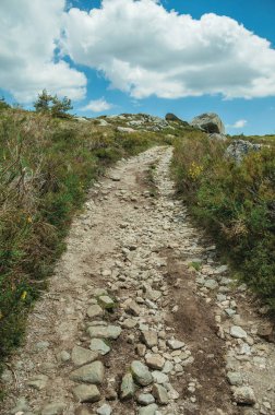 Yaylalarda kayalık araziden geçen patikalar
