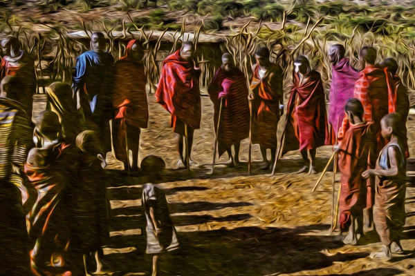 Серенгеті Танзанія Лютого 1997 Року Люди Племені Масаї Носять Типовий — стокове фото