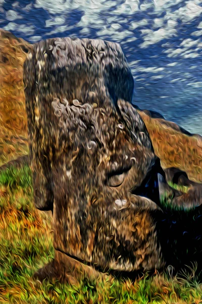 Antiga Figura Humana Monolítica Chamada Moai Esculpida Pelo Povo Rapa — Fotografia de Stock