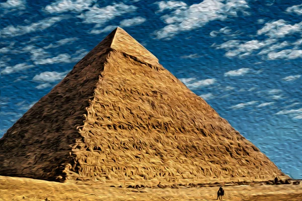 ギザピラミッド複合体 ファラオのための古いネクロポリスの素晴らしい景色 カイロの南西に位置し この古代エジプトの驚異は 世界最大の観光スポットの一つです 油絵具フィルター — ストック写真