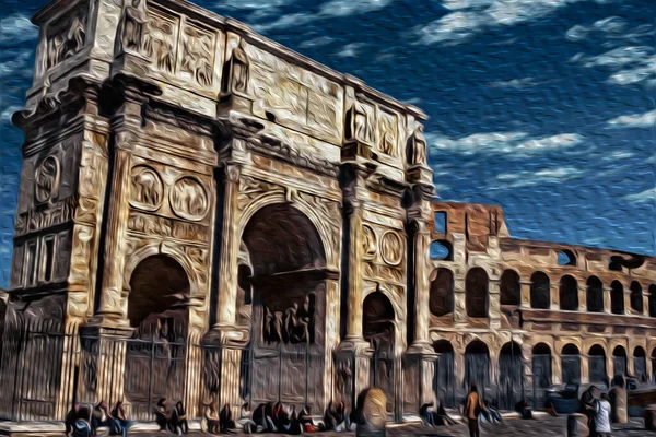 Arch Constantine Triumphal Marble Structure Colosseum Historical Center Rome Incredible — Stock Photo, Image