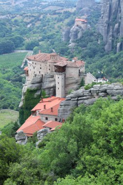 Kalambaka, Yunanistan - 16 Haziran 2018: rusanu Manastırı veya Meteora Saint Barbara