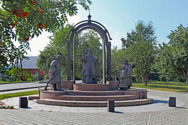Tyumen Russia August 2018 Monument Saint Filofey Square Holy Trinity — Stock Photo, Image