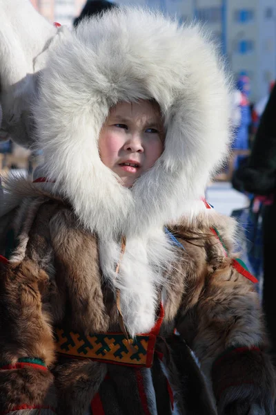 Nadym Russland März 2008 Kleine Nenets Kinder Beim Festival Nenets — Stockfoto