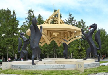Novosibirsk, Rusya Federasyonu-13 Haziran 2014: mimari kompozisyon Sibirya expanses şehir merkezinde