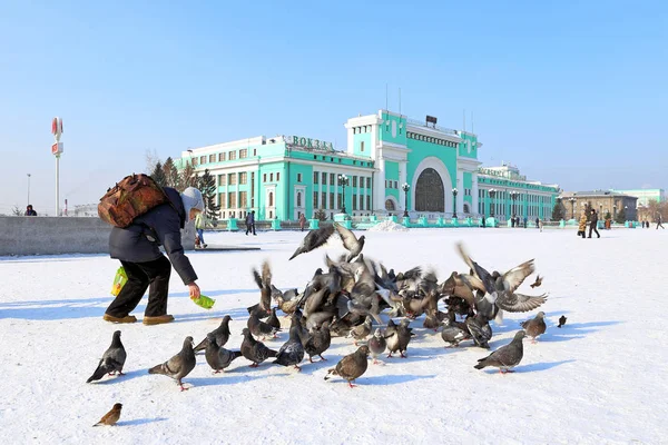 Novosibirsk Rusko Únor 2016 Garin Mikhailovsky Náměstí Novosibirsk Glavny Nádraží — Stock fotografie