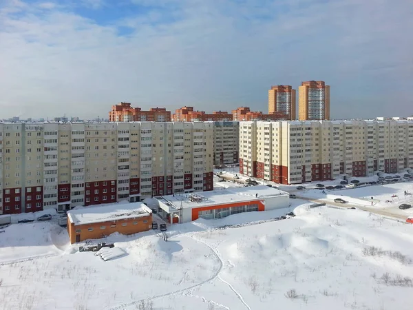 Novosibirsk Rusia Febrero 2016 Vista Desde Altura Casa Calle Vysotsky —  Fotos de Stock