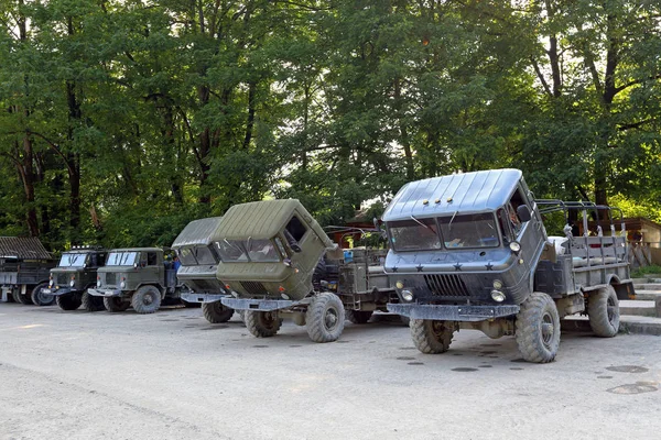 Sochi Rusko Srpen 2013 Sovětských Vojenských Vozidel Gaz Odpočívá Turistické — Stock fotografie
