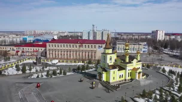 Nadym Rússia Maio 2017 Vista Sobre Igreja Ortodoxa São Nicolau — Vídeo de Stock