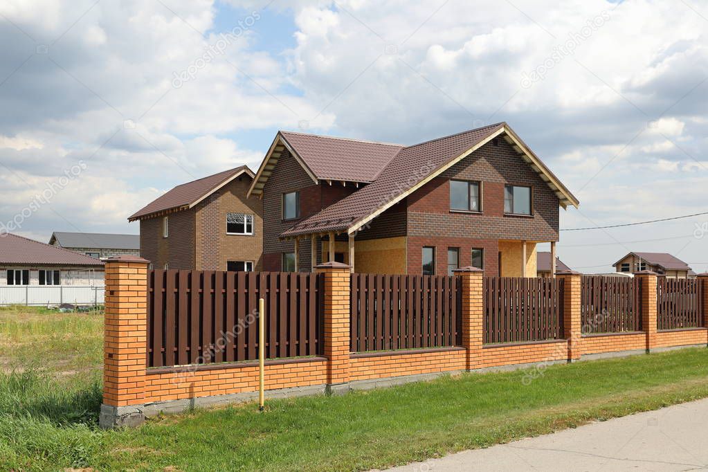 Construction of a private two-storey panel house in Russia
