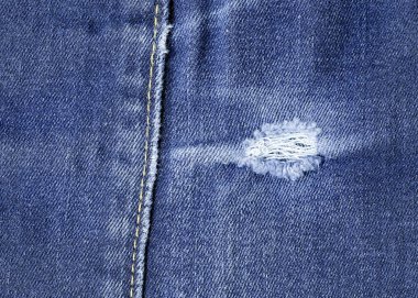 mavi kot arka plan, dikiş, delik 