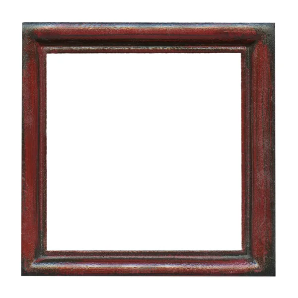 Cornice Quadrata Legno Rosso Marrone Isolata — Foto Stock