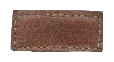 eski kahverengi boş deri etiket üzerinde beyaz izole 