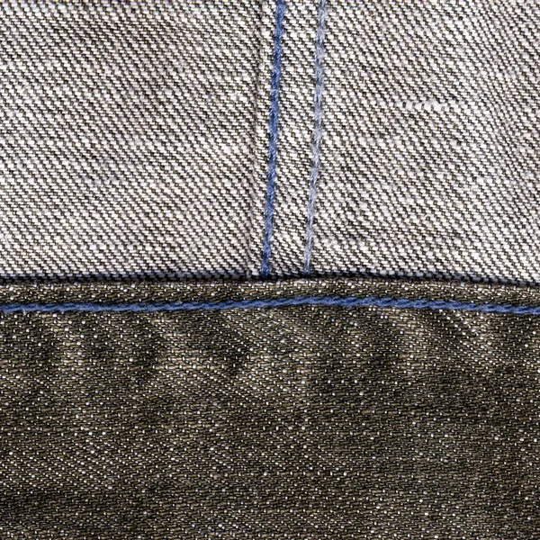 Fragment Brązowy Denim Spodnie Ozdobione Szwy Jako Tło — Zdjęcie stockowe