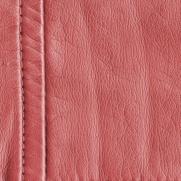 Red Leather Background Decorated Seams — Stock Photo, Image