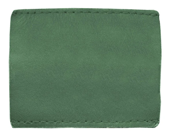 Green Leather Label Isolated White Background — Stock Photo, Image