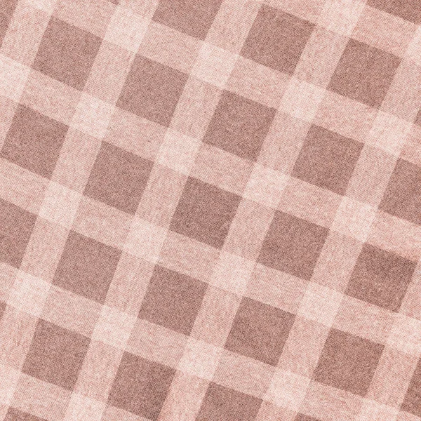 Textura têxtil xadrez marrom como fundo — Fotografia de Stock
